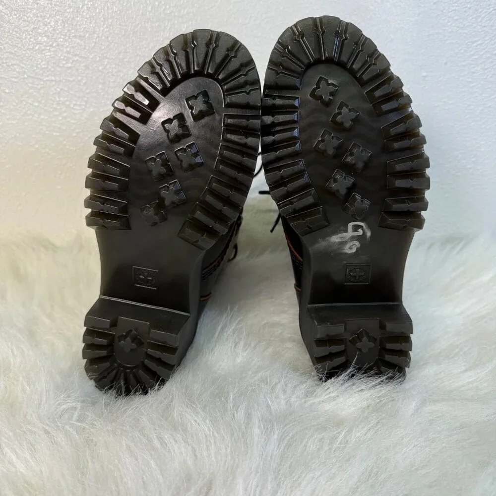 Dr. Martens Leona Platform Ankle Boots Size 6 Black Smooth Leather Heeled Boots